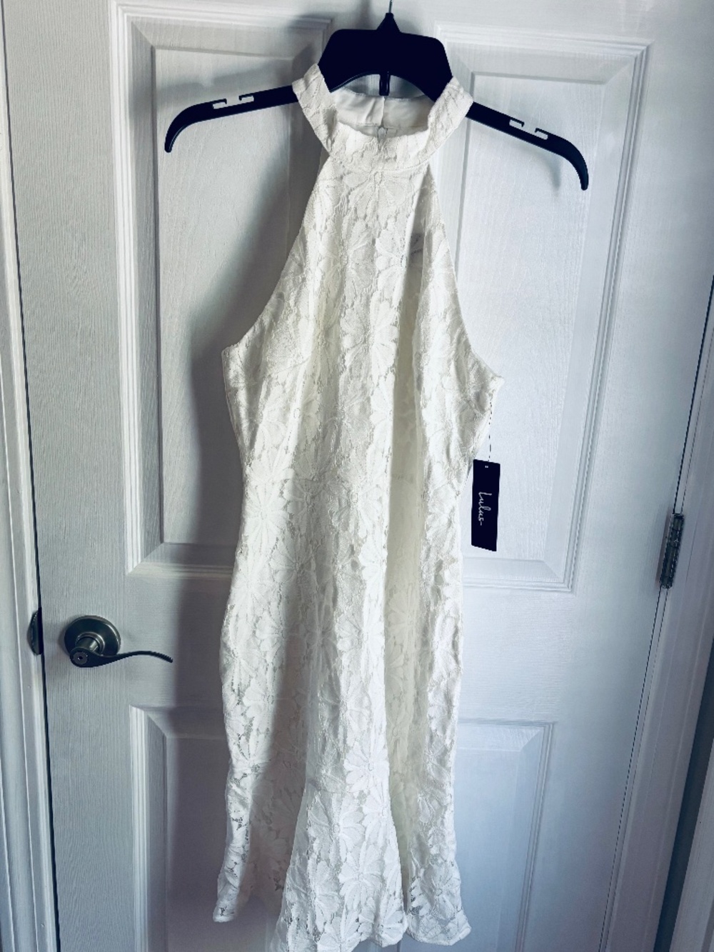 Lulus white halter neck dress, size S